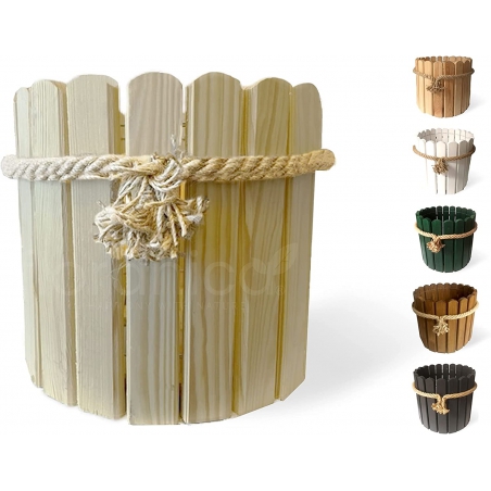 Doniczka "20" owinięta liną - osłonka doniczki z dekoracją z liny jutowej. Wysokość: 20cm