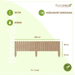 Rollborder 100 "30" - elastyczny płot drewniany o rozmiarach 30x100cm