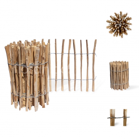 Płot leszczynowy r.4-6cm. Drewniany płot ogrodowy o długości 5m